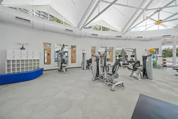 a view of a room with gym equipment