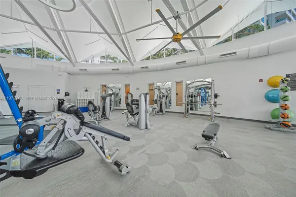 a view of a room with gym equipment