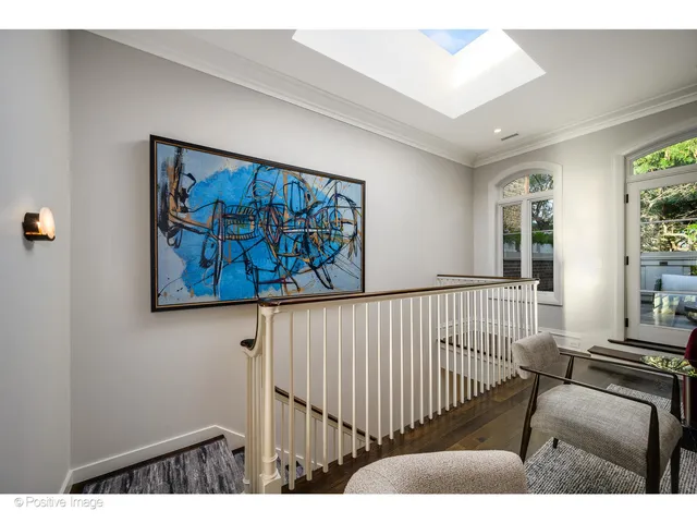 a living room with furniture and a wall painting