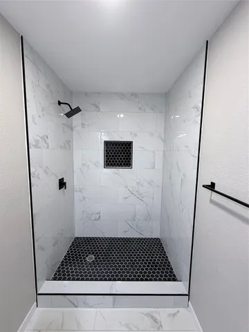 a bathroom with a shower