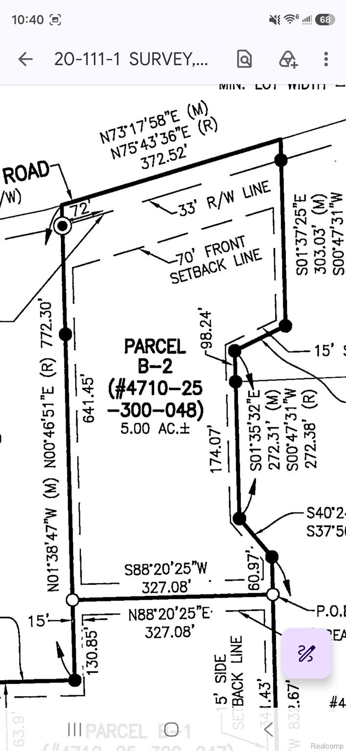 0 Brighton Road Howell, MI 48843 - Photo 3 of 9 Here is the survey of the 5 Acres
