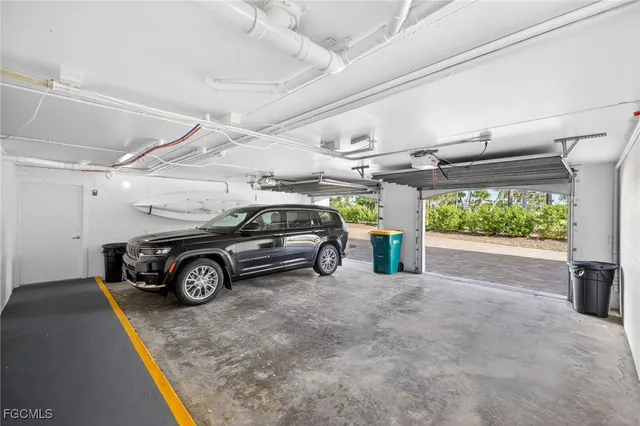 a view of a car in garage