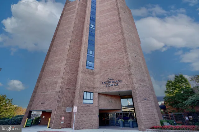 a view of a brick building