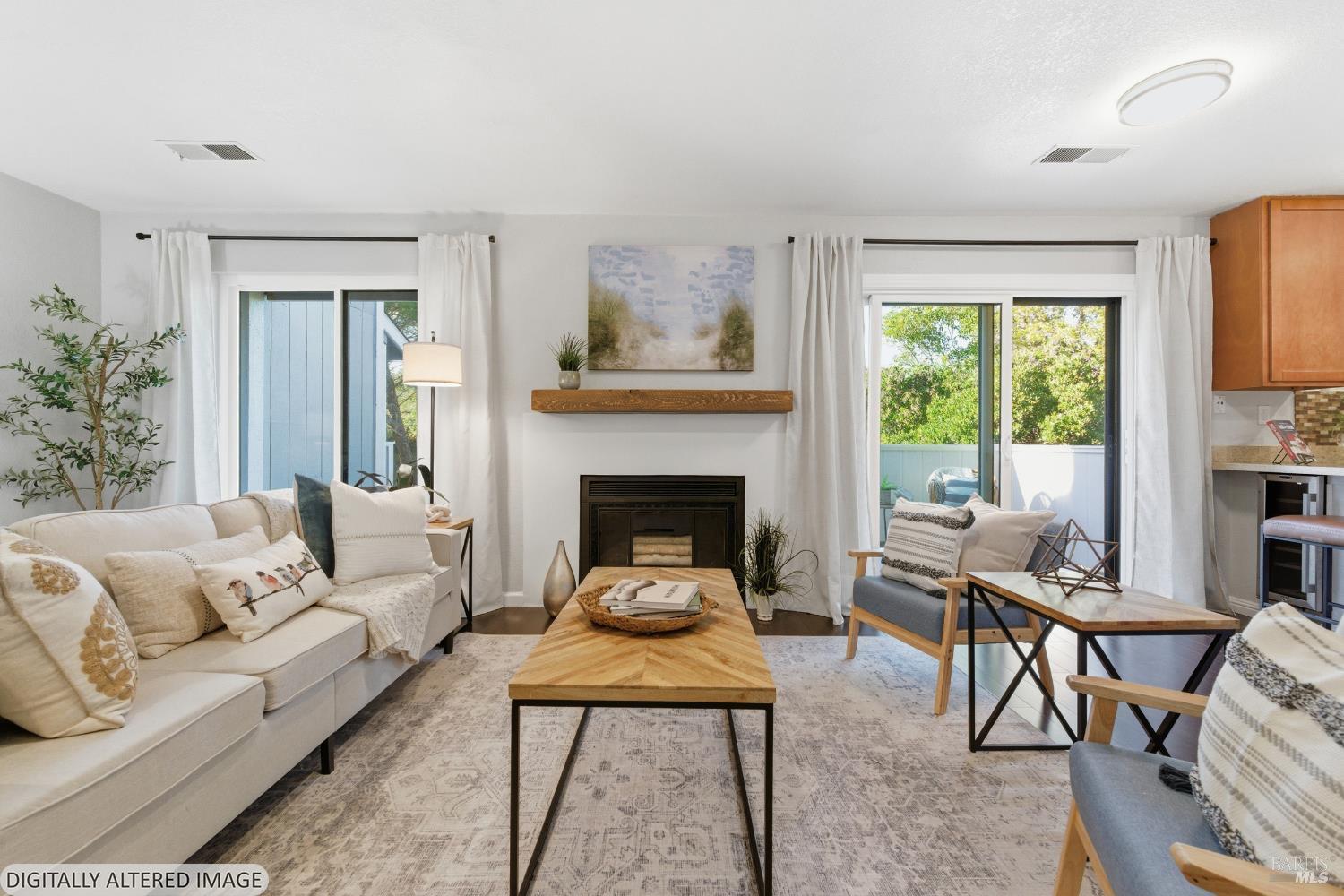 74 Hector Lane Novato, CA 94949 - Photo 9 of 32 a living room with furniture a large window and a fireplace