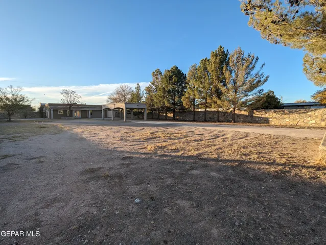 a view of a yard with a house