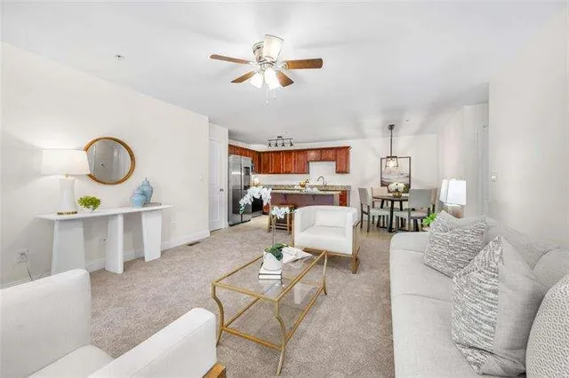 a living room with furniture