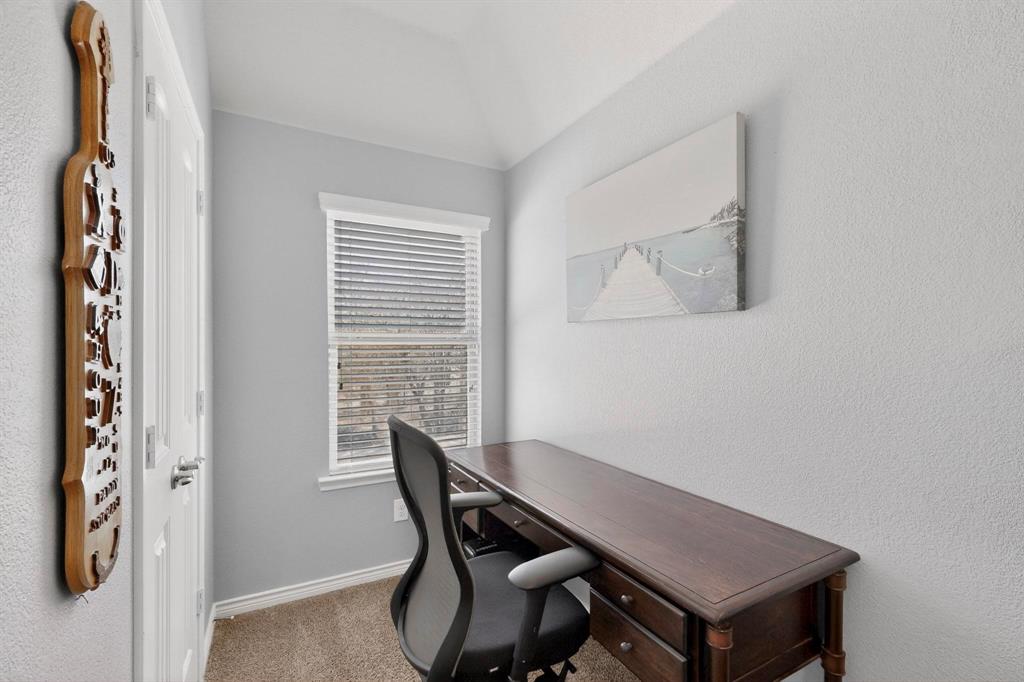 9801 Diamondback McKinney, TX 75071 - Photo 28 of 40 Carpeted home office featuring a textured wall