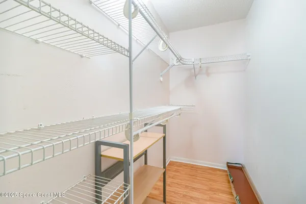 a view of balcony and with wooden floor