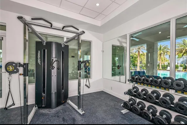 a view of a room with gym equipment