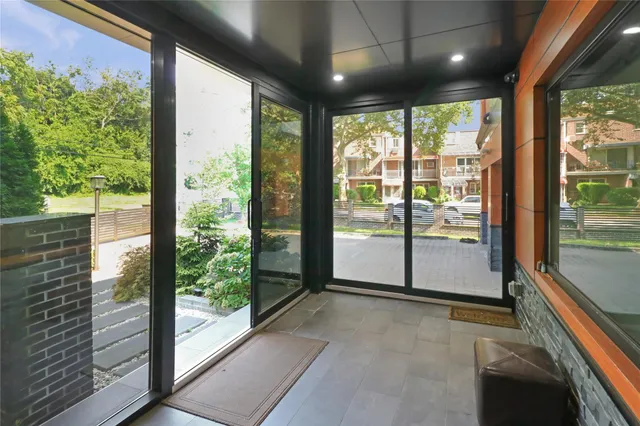 a view of a large room with large windows