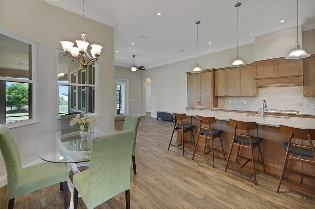 6008 Apex Way Lady Lake, FL 32159 - Photo 27 of 93 a dining room filled chandelier and wooden floor