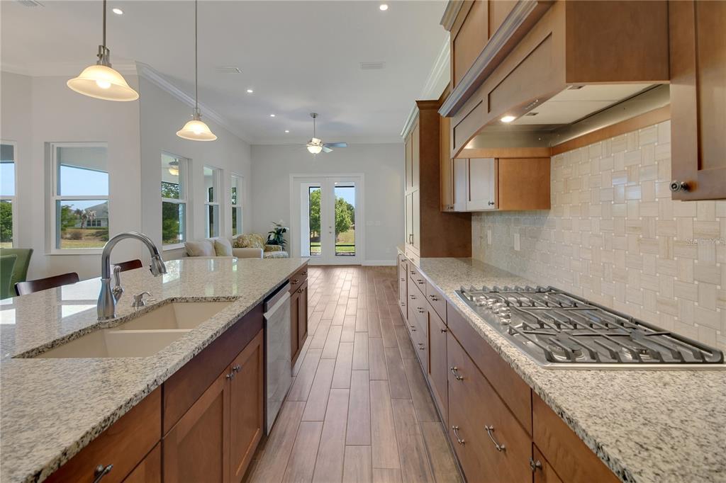 6008 Apex Way Lady Lake, FL 32159 - Photo 35 of 93 a kitchen with kitchen island granite countertop a sink a counter space appliances and cabinets