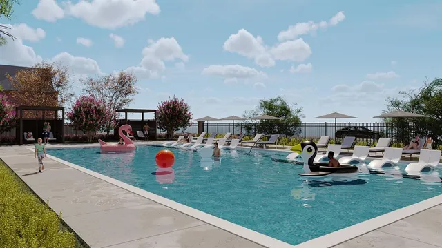 a view of a park with slide