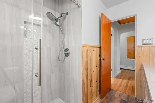 a bathroom with a shower