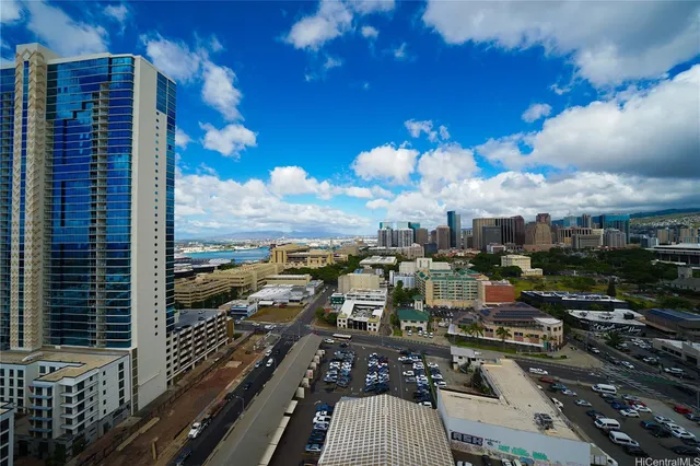 a view of city with balcony