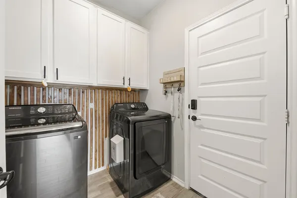 a view of a storage and utility room