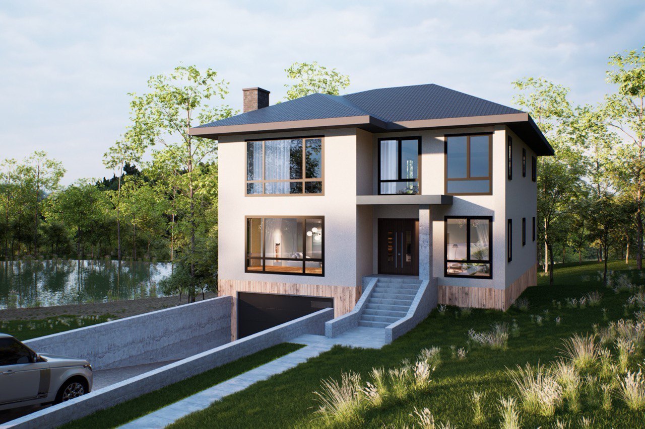 a front view of a house with garden