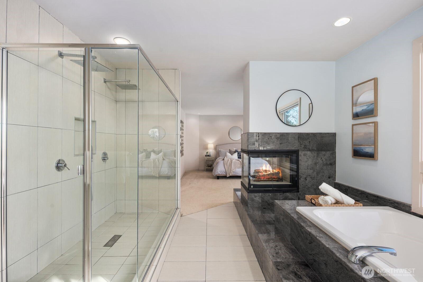 1717 Ferry Avenue Southwest Seattle, WA 98116 - Photo 22 of 37 a living room with furniture and a fireplace