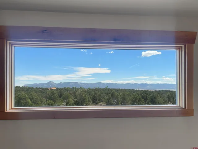 a living room with furniture and large windows