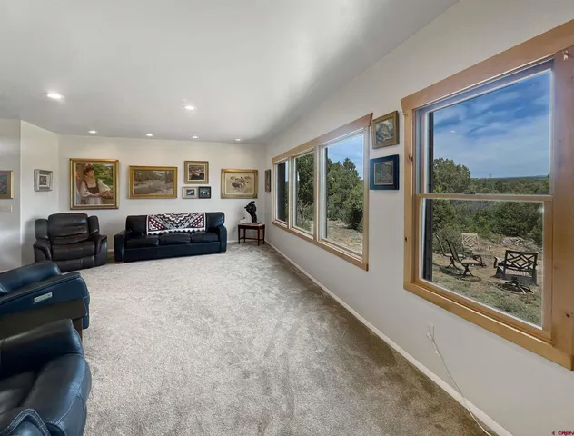 a living room with furniture window and a flat screen tv