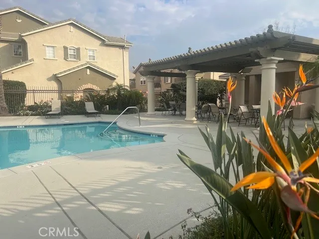 a view of a yard with palm trees