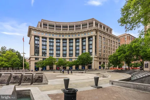 a front view of a building with street view