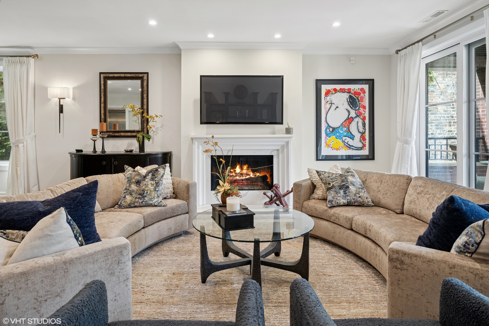 1851 North Halsted Street, Unit 2 Chicago, IL 60614 - Photo 13 of 31 a living room with furniture fireplace and painting on the wall
