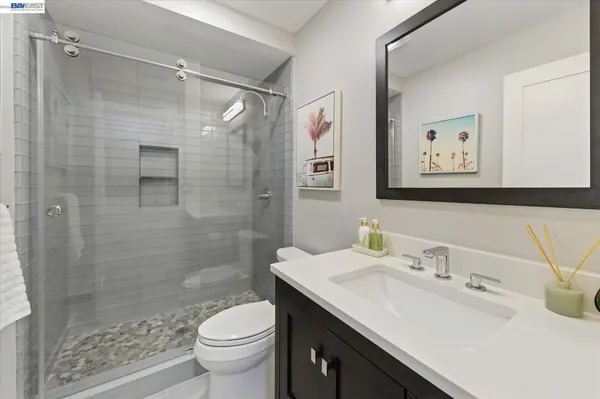 a view of a swimming pool with a sitting space