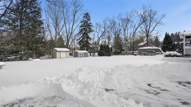 a view of road covered with snow