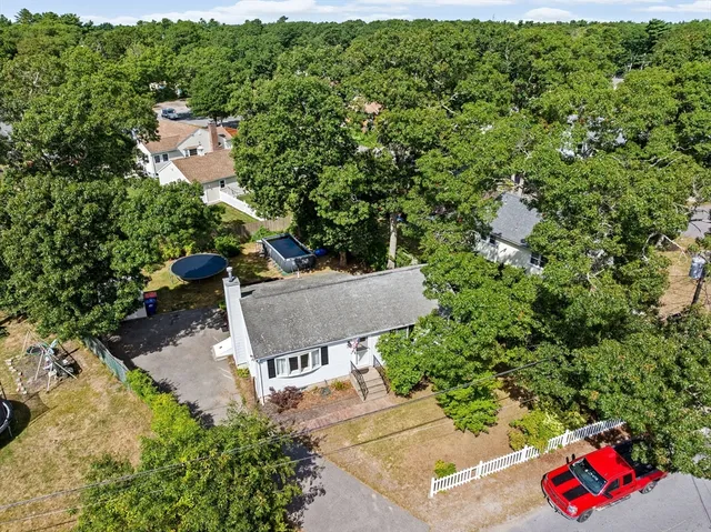 an outdoor view with patio