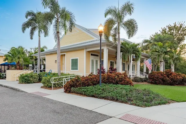 an aerial view of a house with a garden