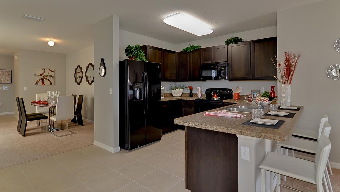 Not actual home!  View from kitchen into dining area.