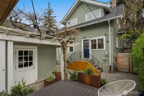 a front view of a house with patio