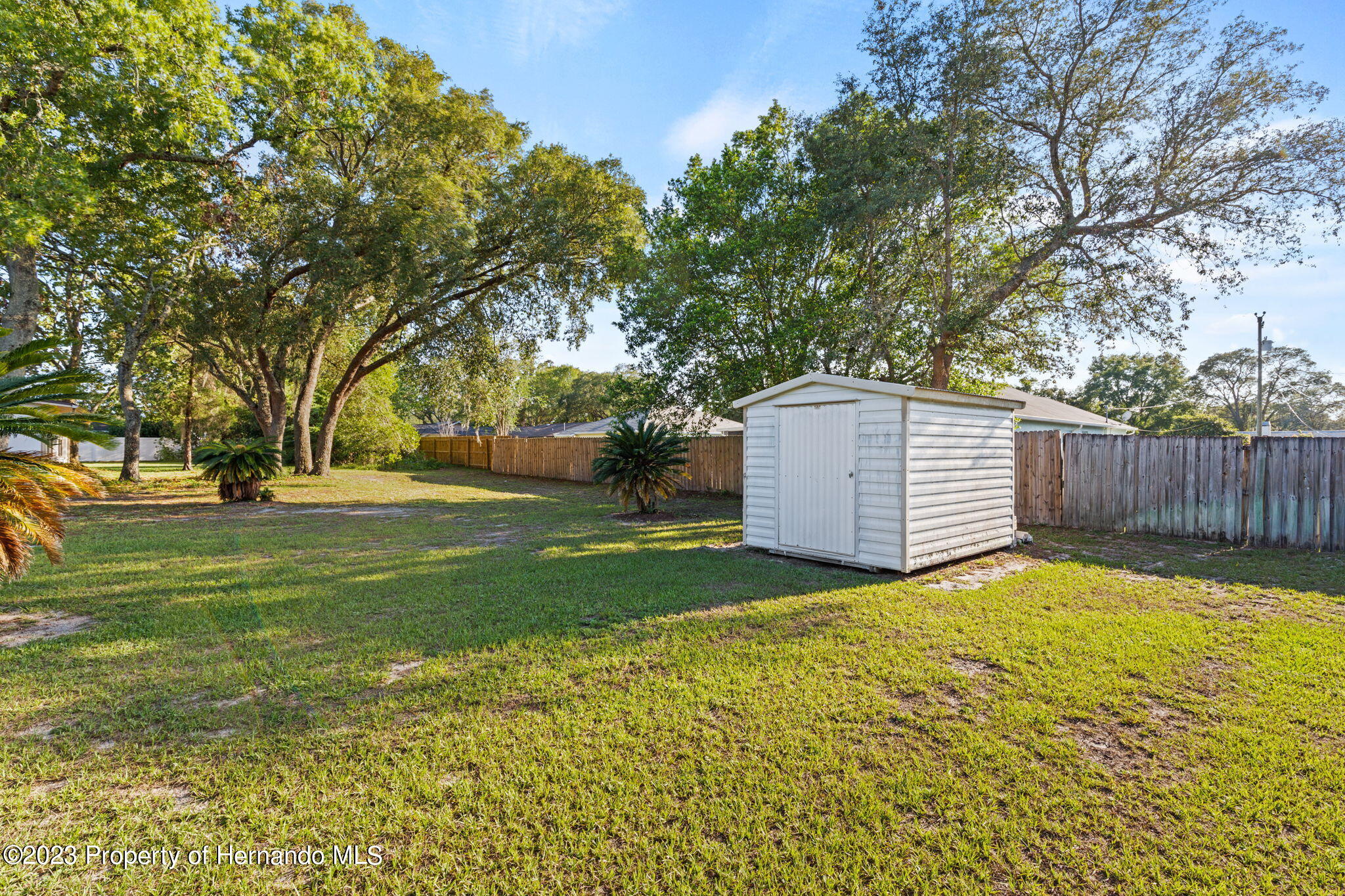 129 Candlewick Avenue Spring Hill, FL 34608 - Photo 28 of 28 35 backyard looking toward fence and she
