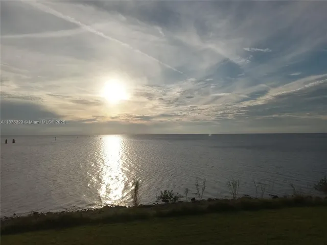 a view of a lake with lots of green space