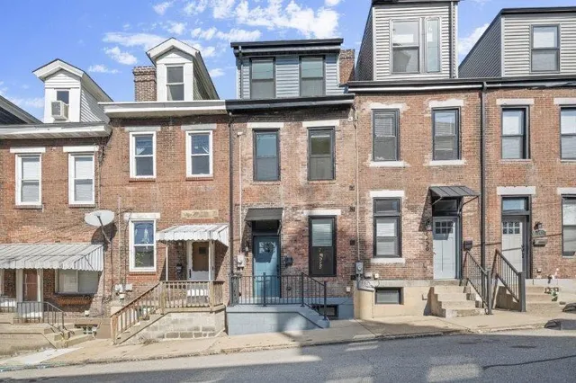 a front view of a multi story building