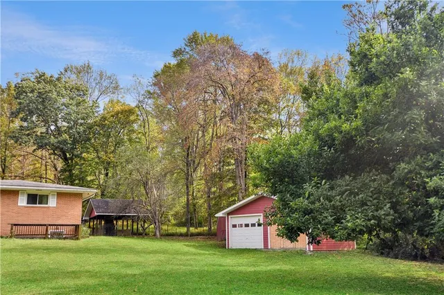 a view of a house with a backyard