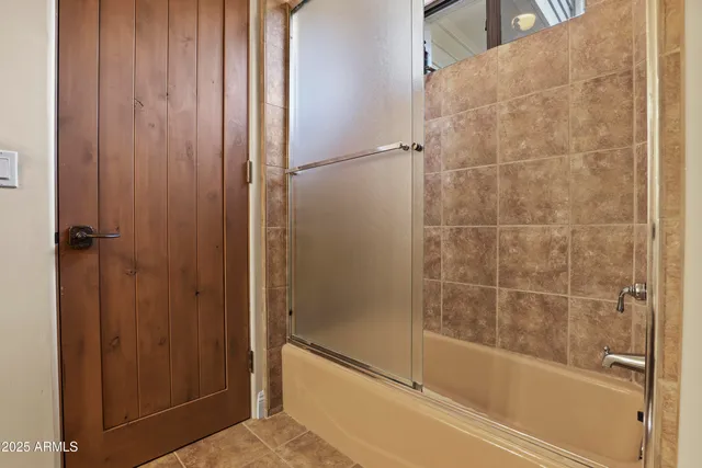 a bathroom with a bathtub