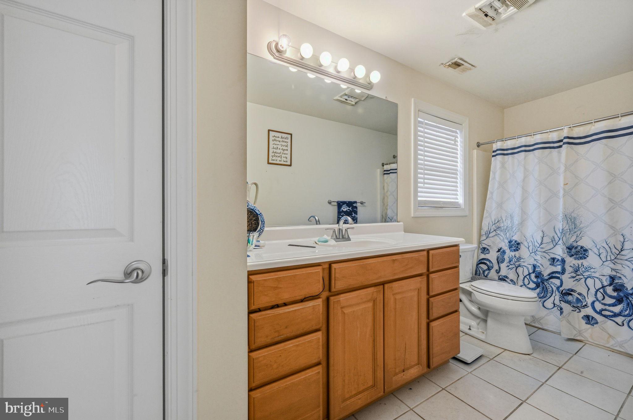 31536 Jestice Farm Road Laurel, DE 19956 - Photo 29 of 35 a bathroom with a granite countertop sink a toilet a mirror a vanity and shower