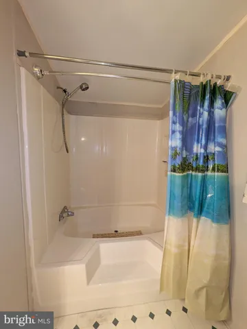 a bathroom with a shower and a bath tub
