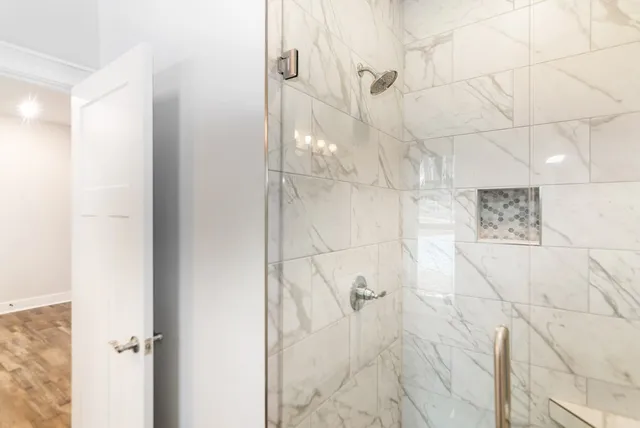 a bathroom with a shower