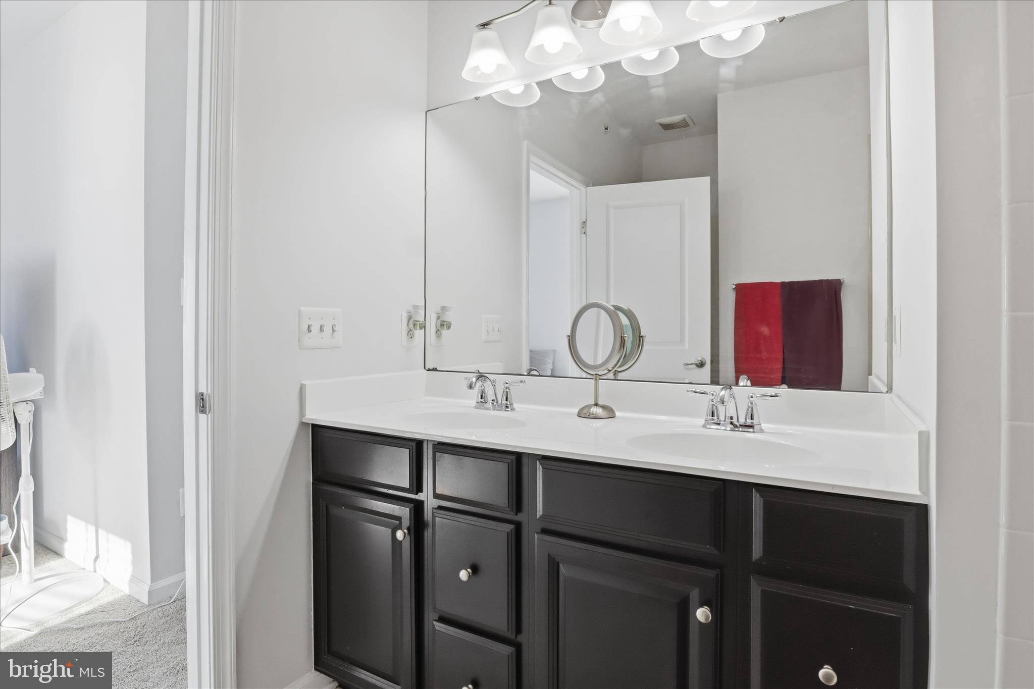 7455 Brunson Circle Gainesville, VA 20155 - Photo 29 of 41 a bathroom with a double vanity sink and a mirror