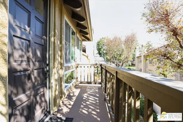 a balcony with street view