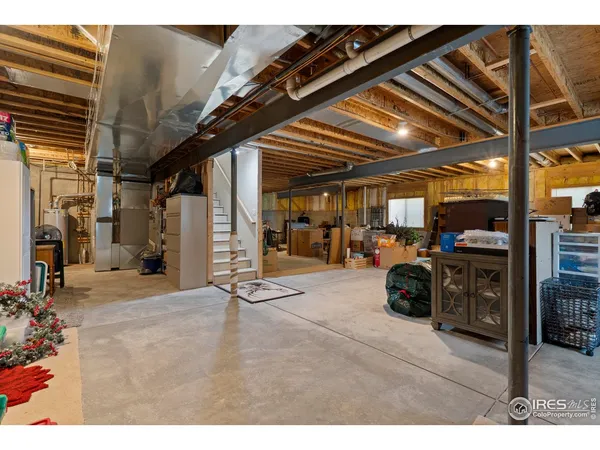 a view of a garage with storage