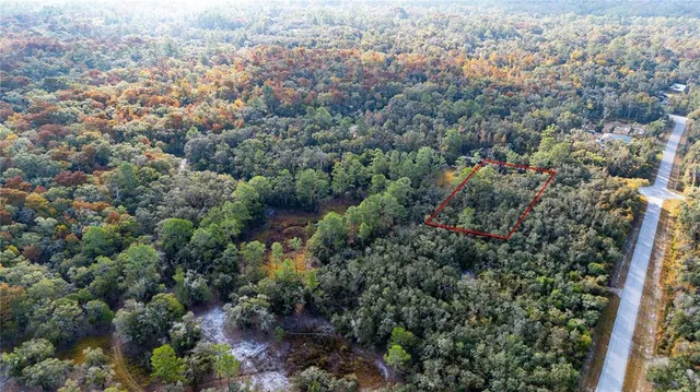 an aerial view of a houses with a yard