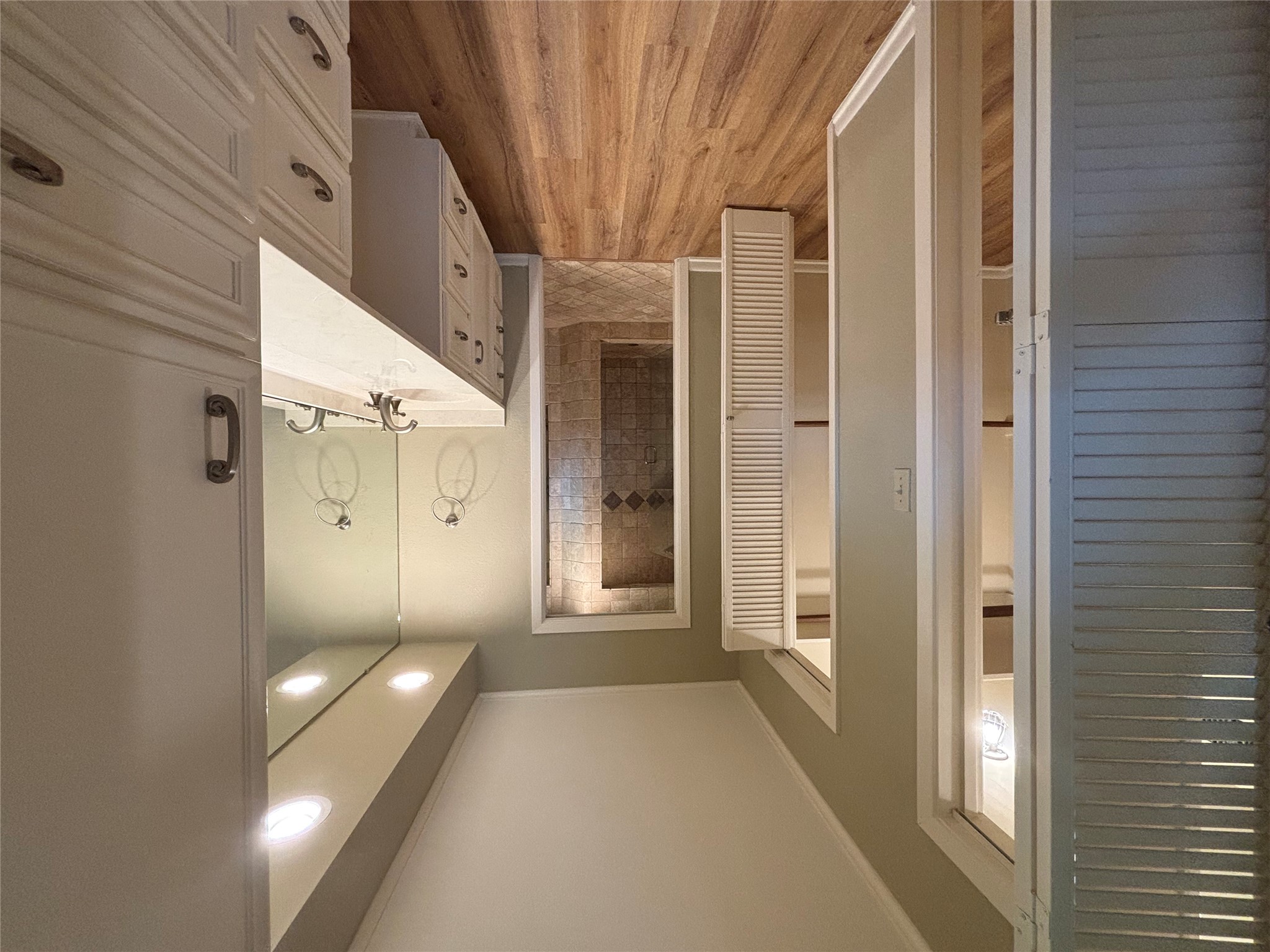 3509 River Road Austin, TX 78703 - Photo 14 of 40 Primary bathroom. Closet on left. Separate shower & toilet. Has pocket door.