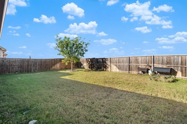 a view of backyard with trampoline
