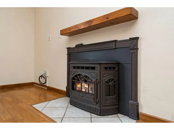 a view of a fireplace in the room