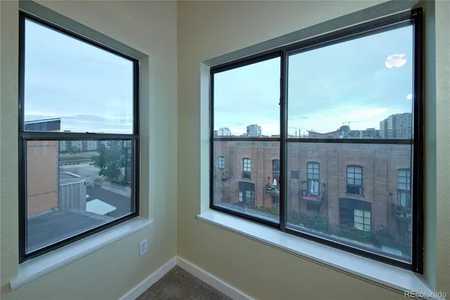 a view of a building from a window