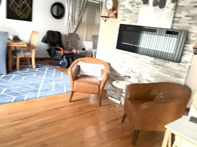 a living room with furniture